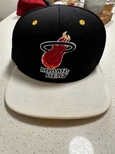 Mitchell Ness Miami Heat NBA Basketball Snapback Hat Adjustable White Black