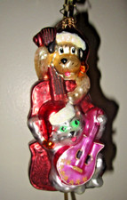 Radko COOL YULE Dog Cat Music Instruments Bass Guitar Christmas Ornament Mint 