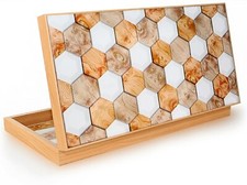 Luxus GeoWood Backgammon Tavla Intarsien Look XXL 