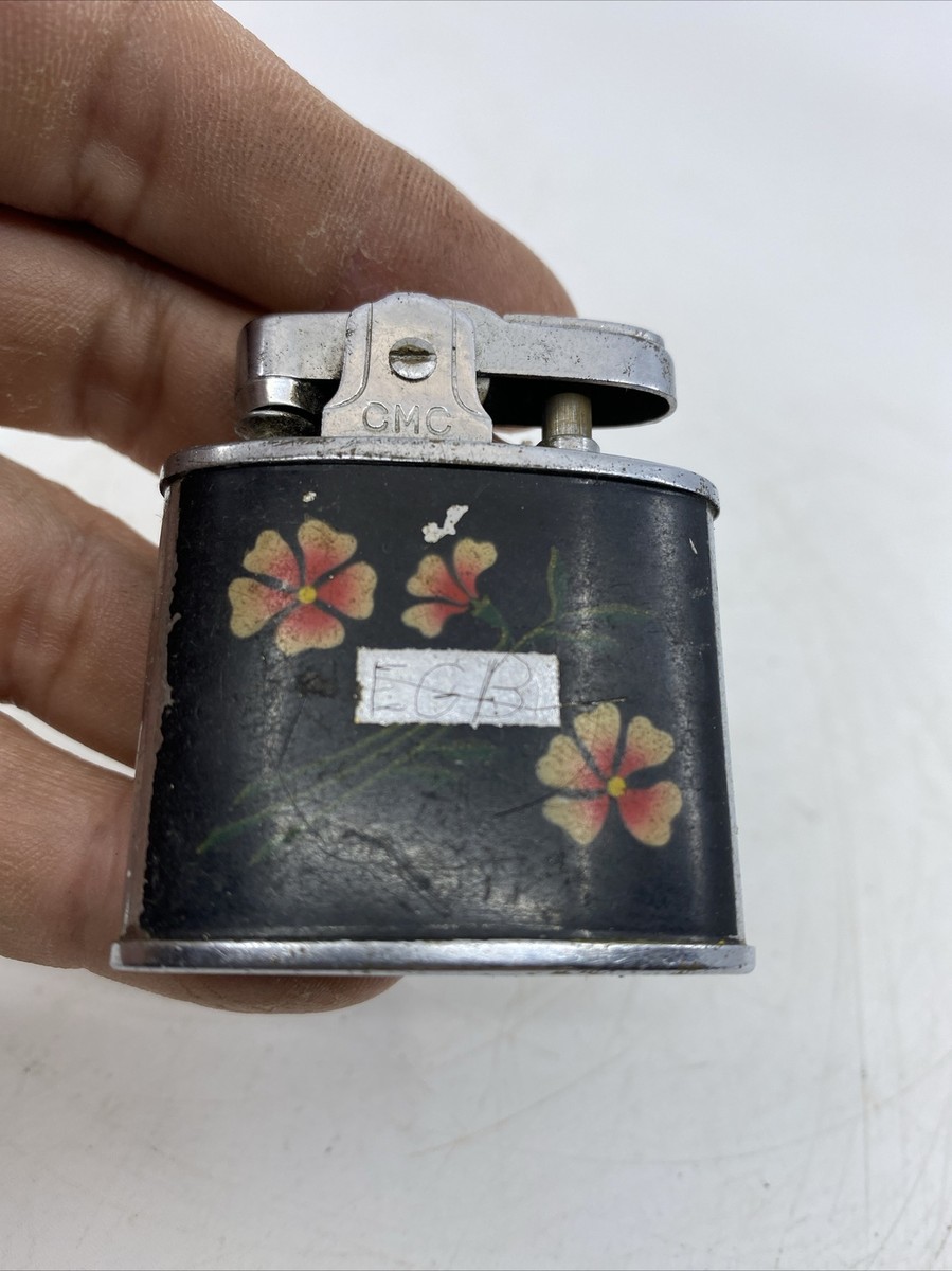 Vintage CMC AUTOMATIC FLUID CIGARETTE LIGHTER WITH FLOWERS