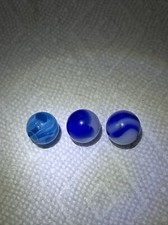 3 aqua blue swirl Clear vintage old marble 5/8 antique Estate Toy Game