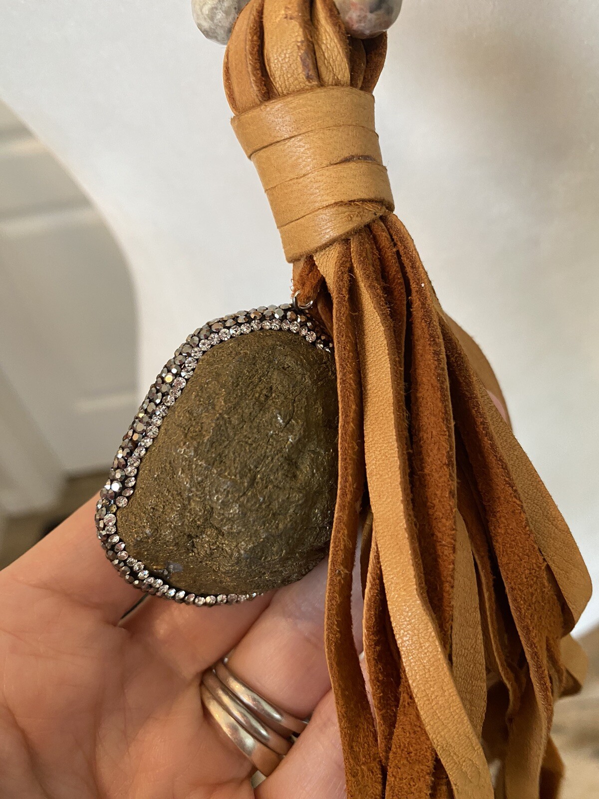 High End statement Long Necklace Southwestern Lea… - image 6