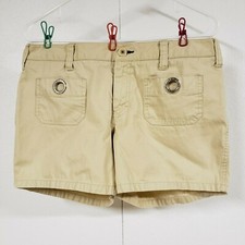 TOMMY HILFIGER Beige Khaki Cargo Shorts Flat Front Pockets Accents Cotton Sz 8