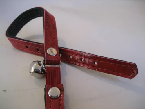 leather red pearl patent cat collar image 9