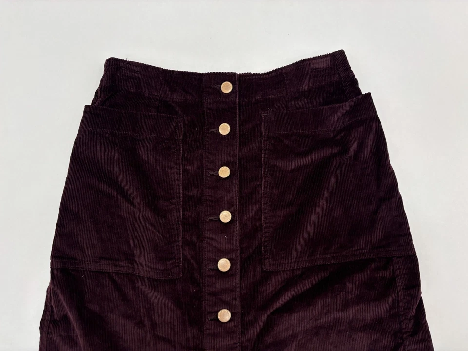 Sonoma высоты кнопка спереди женщин вельветовая юбка темно фиолетовый Midi размер 8P новый с Ярлыками - Изображение 4 из 4