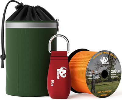 Arborist Throw Line Kit with Slick Rope & 12/14/16Oz Throw Weight & Reflective S
