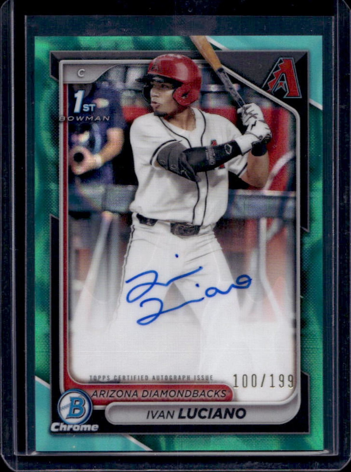 2024 Bowman Draft Ivan Luciano Chrome Auto Aqua Lava Refractor 1st #100/199