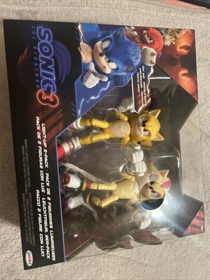 Sonic The Hedgehog 3 Movie Super Sonic & Shadow Light Up 2-Pack 5'' Figures NEW!