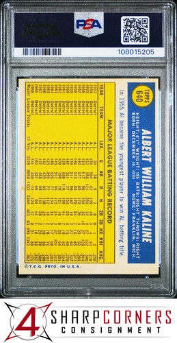 1970 TOPPS #640 AL KALINE TIGERS HOF PSA 7 - Picture 2 of 3