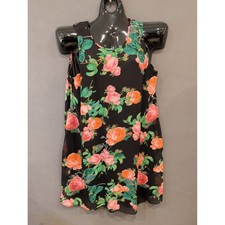 Calvin Klein Floral Sleeveless Dress Size 10 Black Pink Rose Shift Dress