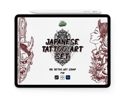 Japanese Irezumi Tattoo Stamps for Procreate Photoshop Clip Studio paint