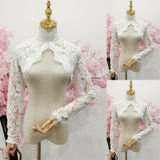 Lace Wedding Jacket Long Sleeves Bride Capes High Neckline Formal Bridal Jacket