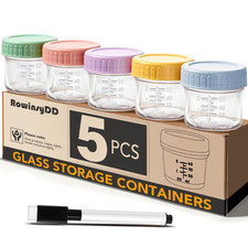 5 Pack Baby Food Containers, 4 oz Glass Baby Food Jars with Lids Baby Food Sto
