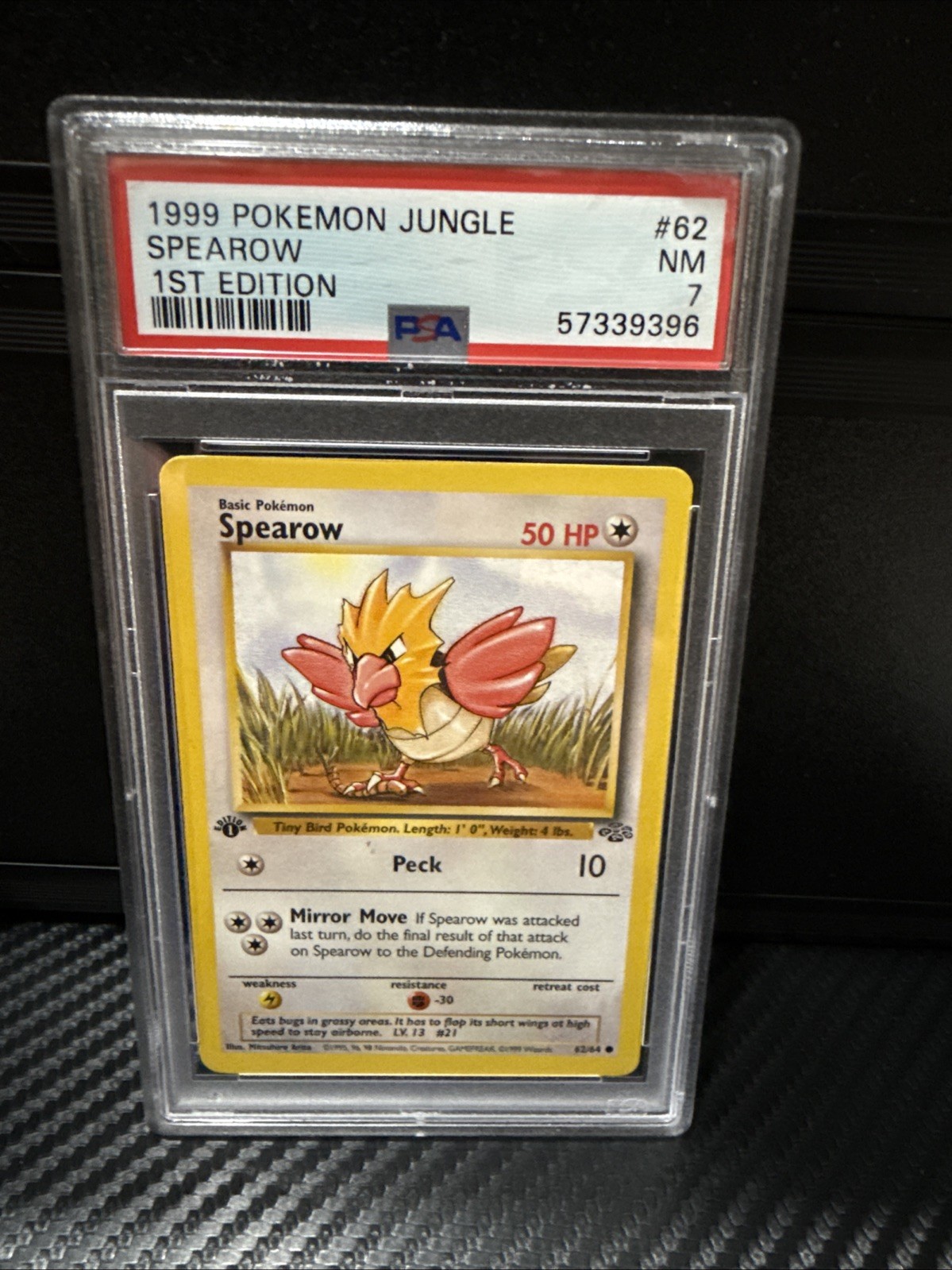 1999 Pokémon Jungle 1st Edition Spearow 62/64 PSA 8