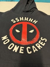 Marvel Deadpool Black Hoodie Men's Small 'Sshhh No One Cares' Graphic Comics
