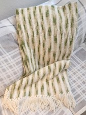 Vintage Granny Cottage Afghan Crochet Knit Blanket Throw Olive Green Large 70x43