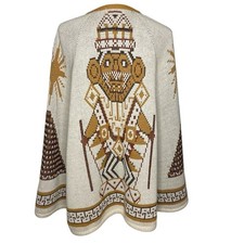 Poncho Aztec Vintage Southwestern Native American Tribal Acrylic Knit One Size
