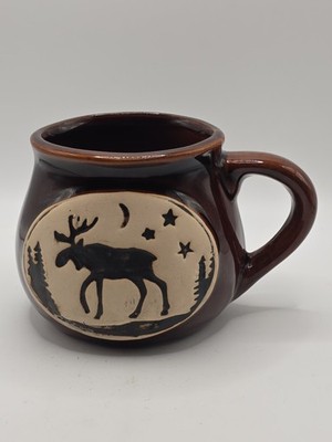 2017 Cape Shore Vacation Classics Glazed Brown Stoneware Moose North Coffee Mug
