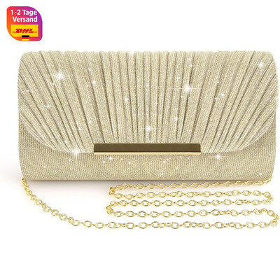 Clutch Paillettenumschlag Abendtasche mit Abnehmbarer Kette Glitzer für Damen