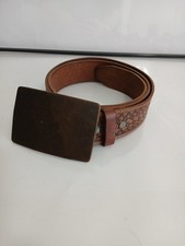 Vintage Fossil Leather Belt with Brass Buckle Brown Size 38 /95 Made In USA