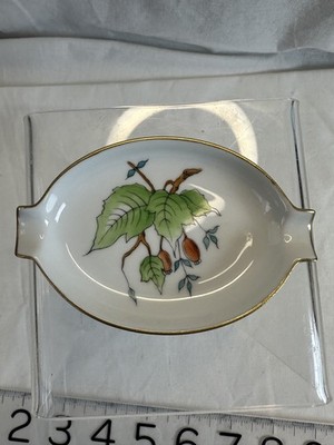 Vintage Herend Porcelain 3.75  Hand Painted Oval Individual Ash tray EX