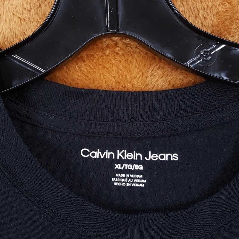 CALVIN KLEIN Shirt Mens XL Black Pullover Crew Sleeveless Tank Fitted Cotton - Image 2 of 4