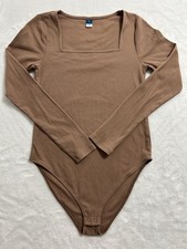Old Navy Bodysuit ribbed knit, Sz S stretchy long sleeves Rare Earth, Preowned