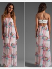 Alice + Olivia Silk Sweetheart Maxi Kiernan Dress Small Rainbow Flowy Ethereal