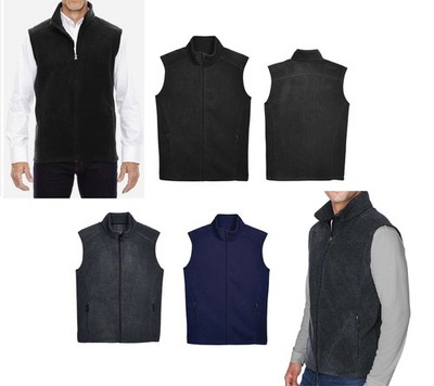 MEN'S ANTI-PILL FLEECE VEST, FULL FRONT ZIP UP, POCKETS, AUDIO