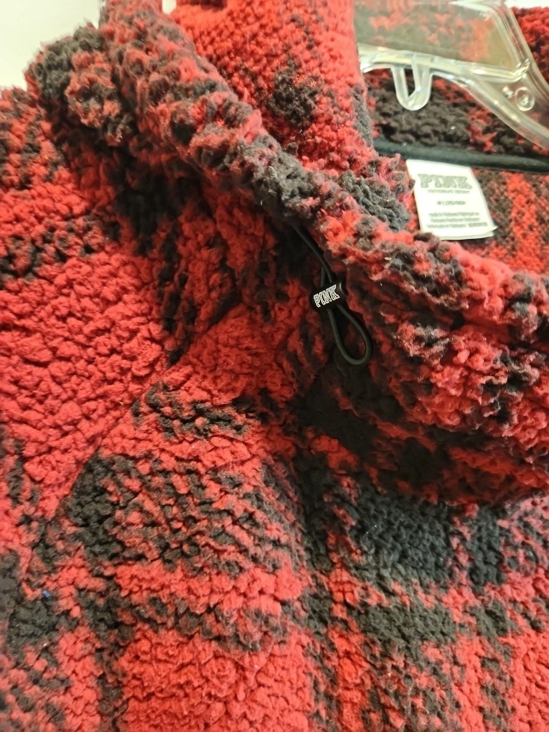 UNDERCOVER Felpa con cappuccio pullover sherpa Victoria's Secret rosa collo imbuto con tasca frontale media