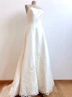 Wedding Dress sz 10 Justin Alexander Ivory Long Train Cut Out Lace Floral Trim