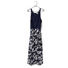 Robbie Bee Womens Navy Blue White Floral Maxi Dress Sleeveless XXL msrp $89