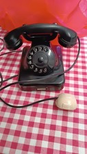 Telefono in bachelite nero fisso a disco rotella vintage Siemens