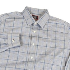 UNTUCKit Ortman WF Mens Navy Gray Plaid Cotton Button Down Shirt Regular Fit XL