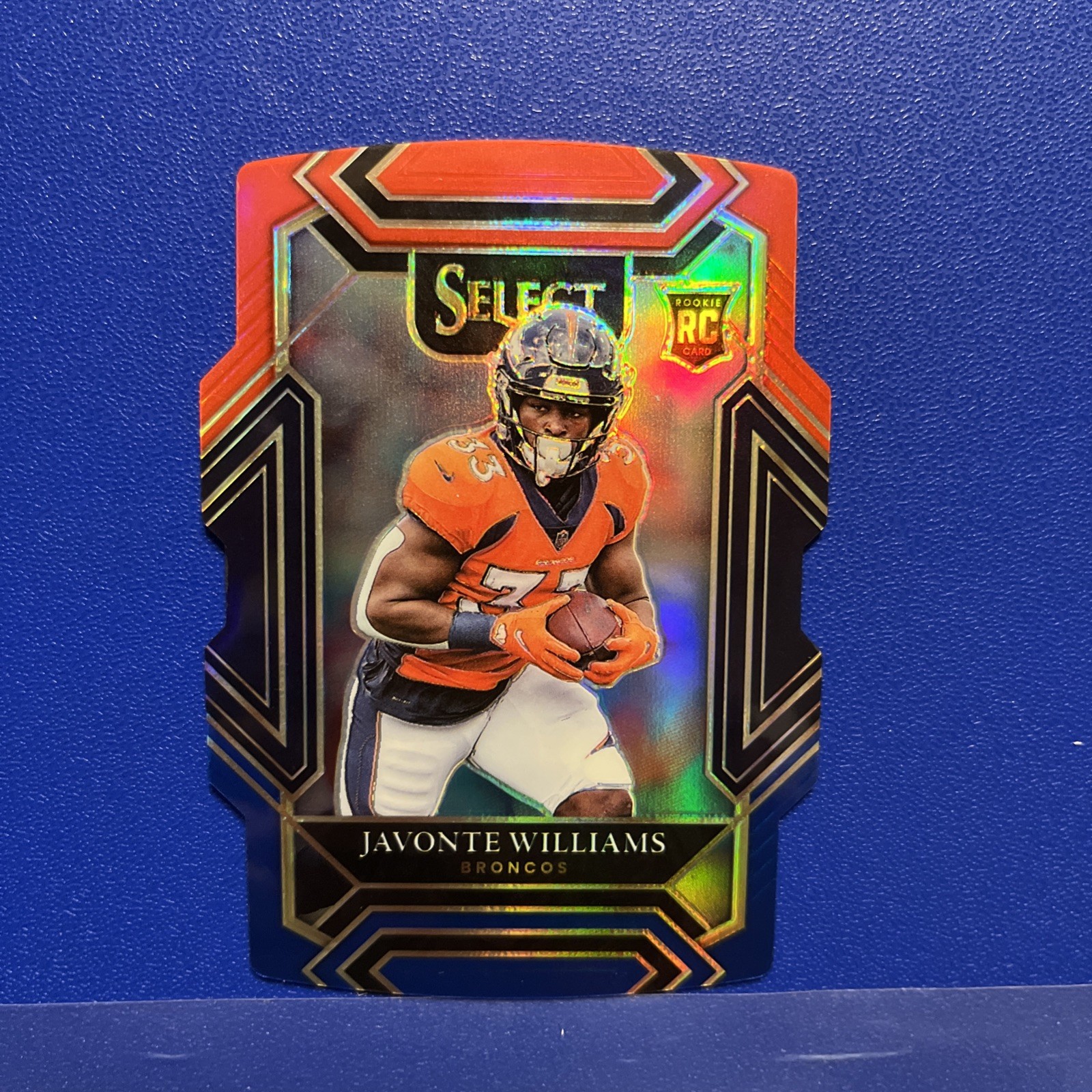 2021 Panini Select #257 Javonte Williams Red and Blue Prizm Die Cut