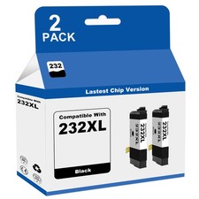 2 Pack 232XL Black ink cartridge for Epson XP-4200 XP-4205 WF-2950 WF-2930 ink