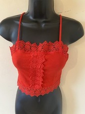Red Lace Trim Crop Top Size 2xs ( 4/6) ( 2946)