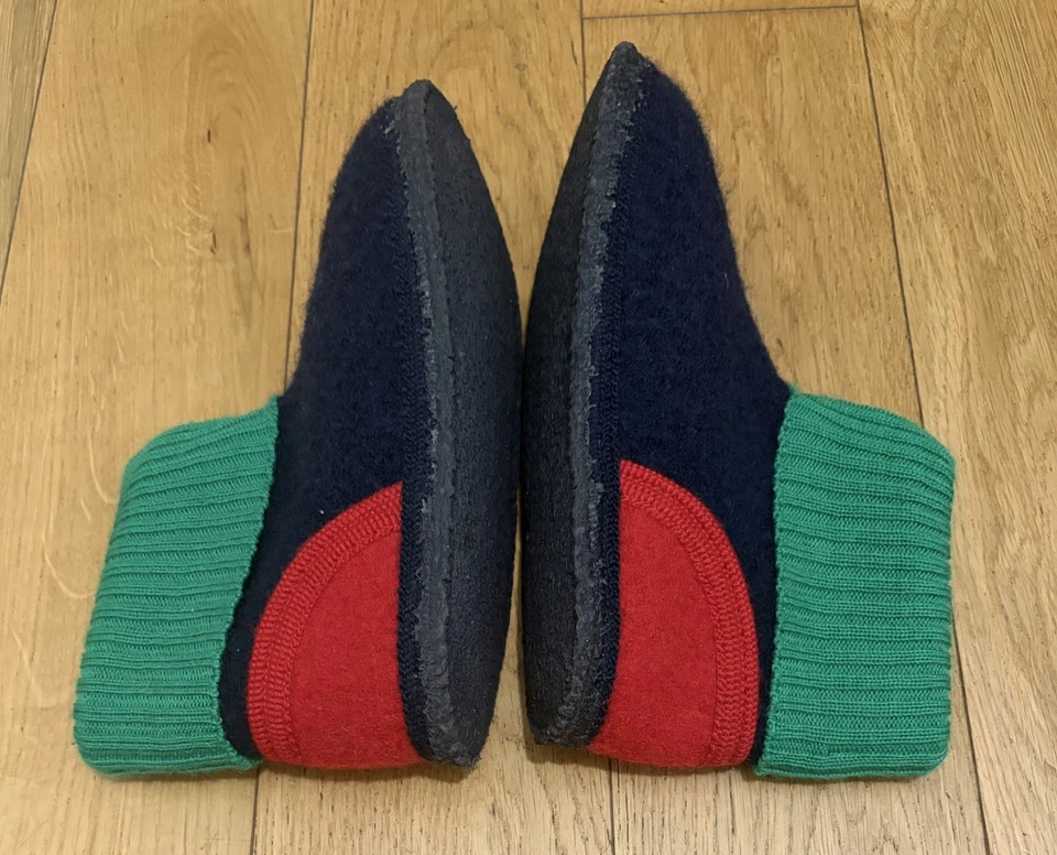 Giesswein Hausschuhe 36 100% wolle Hüttenschuhe Blau/Rot Hüttenhausschuhe - Bild 3 von 4