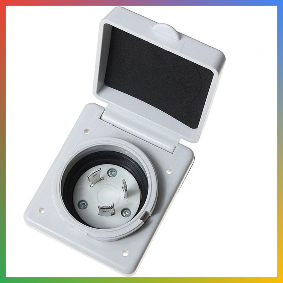 30 Amp RV Shore Power Inlet White Twist Lock NEMA L5-30P 125V 3750W Camper