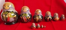 MATRIOSKA BAMBOLA ARTIGIANATO RUSSO DI LEGNO LACCATO DIPINTO A MANO 10 PEZZI