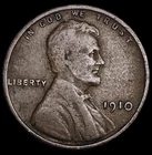 1910 LINCOLN CENT FINE, BROWN FREE USA SHIP!