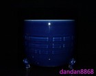 7.4"Qing Blue glaze Porcelain Gossip Three legged Incense burner Censer Statue