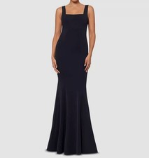 Betsy  Adam Women's Black Long Knit Square Neck Mermaid Dress Size 6