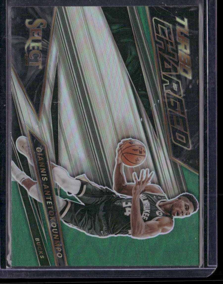 2022-23 Panini Select #10 Giannis Antetokounmpo Turbocharged Green Prizms