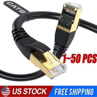 #ad Cat 8 Ethernet RJ45 Cable Super Speed 40Gbps Patch LAN Network Gold Plated LOT $50.74