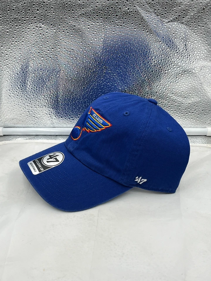 St. Louis Blues NHL '47 Brand Throwback Blue Clean Up Adjustable Strapback Hat - Image 2 of 4