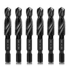 6-Piece 1/4-20NC Combination Drill Tap Bit Set SAE Made of High-Speed Steel w...
