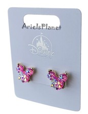 Disney Parks Mickey Mouse Ear Icon Pink Crystal Earrings