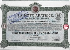 MILAN 1916 THE MOTO-PLOWING MACHINE AN ACTION TO THE CARRIER * PERFECT AND ORIGINAL