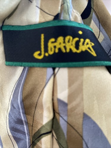 Cravatta classica vintage collezione J. Garcia Garden 100% seta abbronzatura e verde, blues - Foto 2 di 4